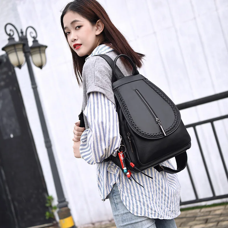 

Brand Luxury Women Backpack Teenage Girl Fashion School Bag Lady Travel Backpacks Female Large Capacity Leather Backpack Mochila