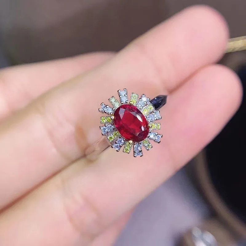Классическое овальное милое кольцо с рубином для женщин Свадебное ювелирное