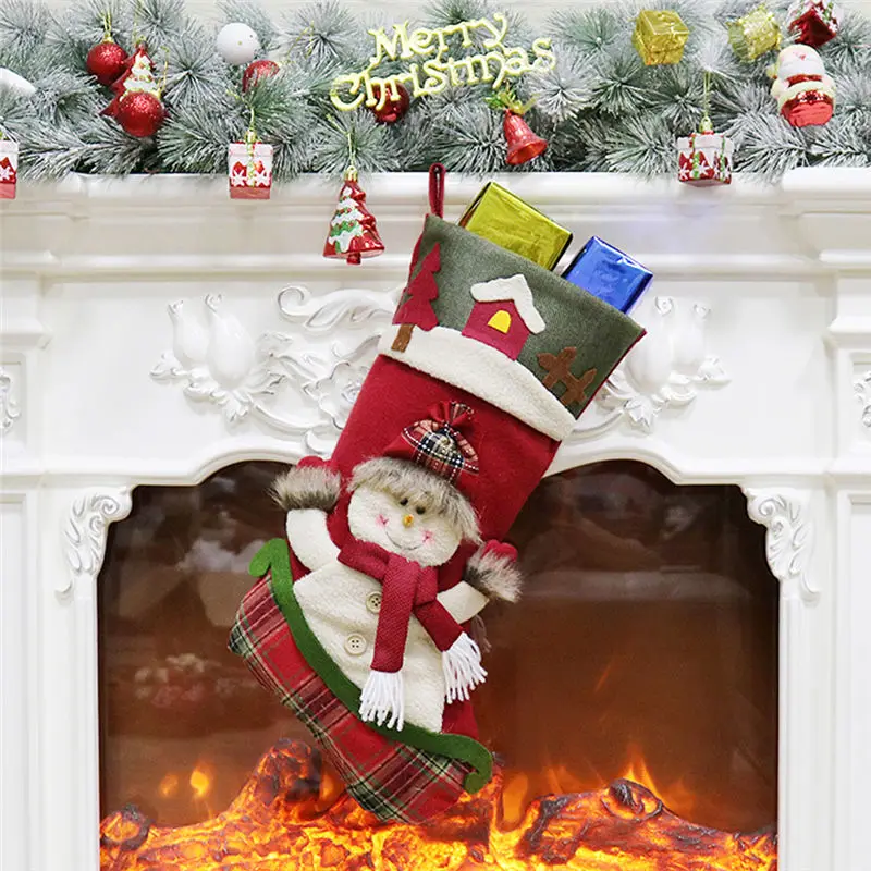 Christmas Xmas Tree Hanging Decor Santa Stocking Sock Gift Candy Bags Ornament Decorations Party Gifts 2020 New Year | Дом и сад