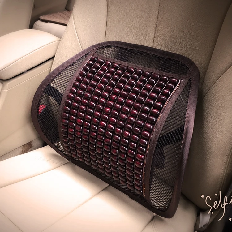 Автомобильная поясная подушка с деревянными бусинами дышащая Массажная для