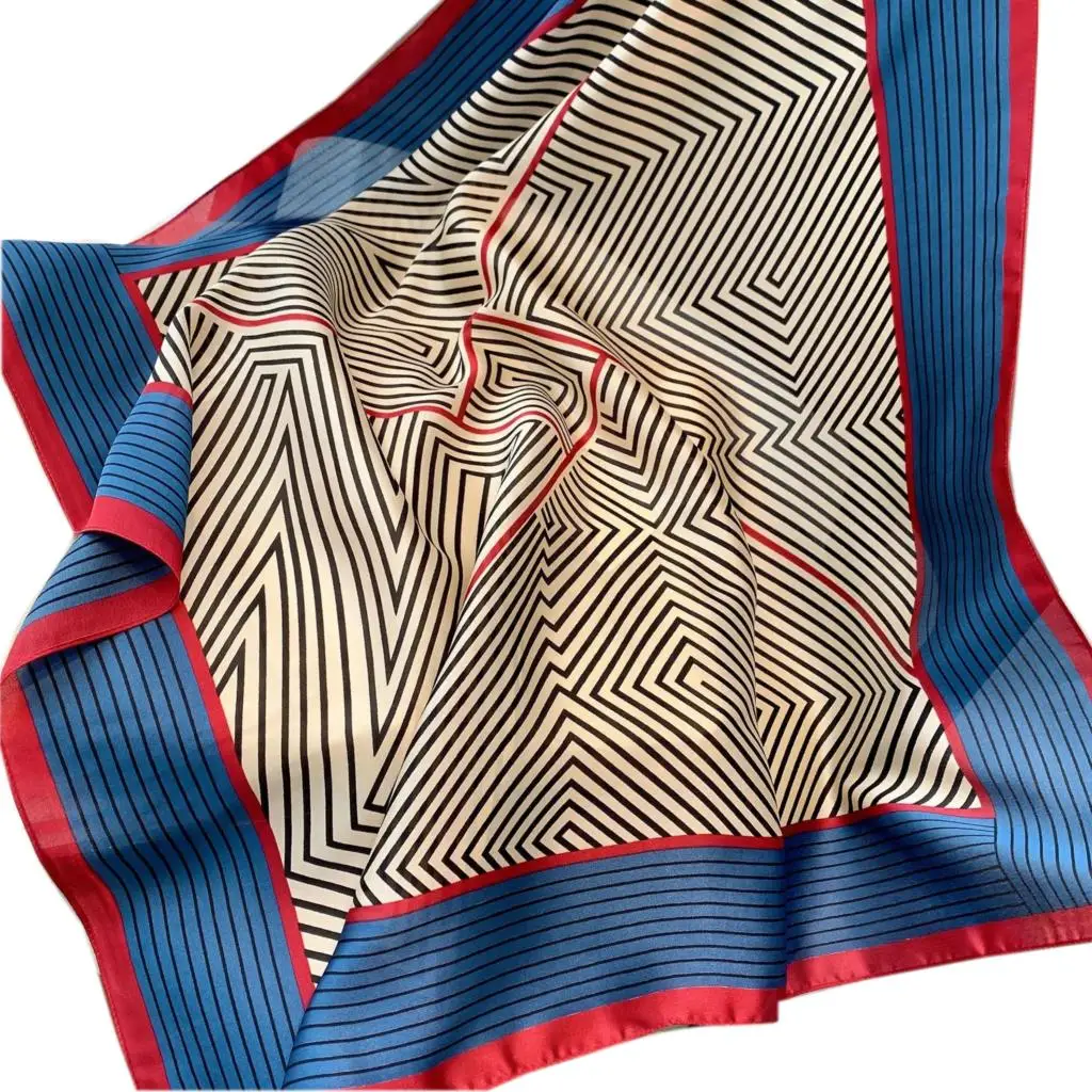 Мода 2021 шелковая полоса волос шарф для женщин платок с принтом женская обувь