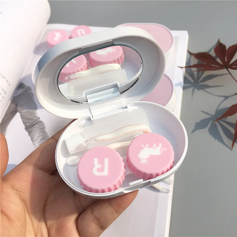 INS простой розовый чехол для контактных линз с изображением кактуса зеркальной