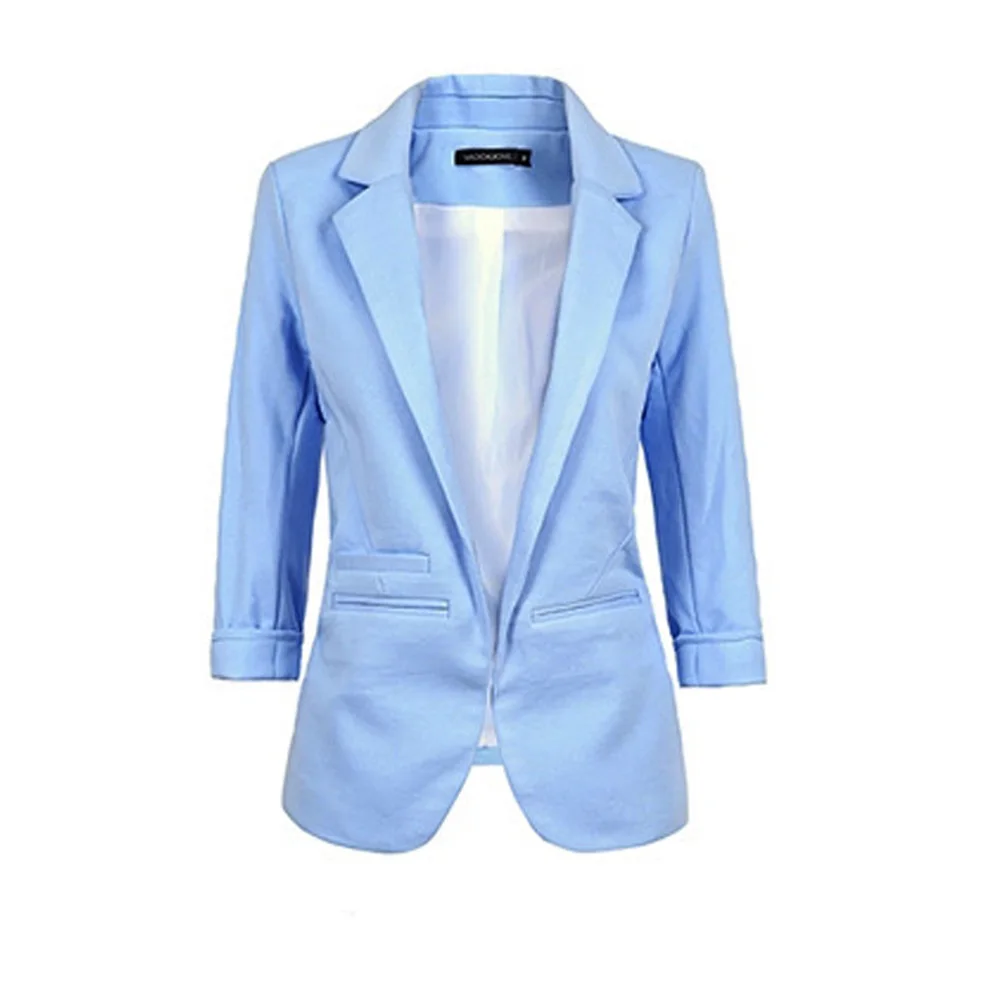 Женский приталенный Блейзер яркого цвета стильный пиджак с рукавами 3/4 пиджаки