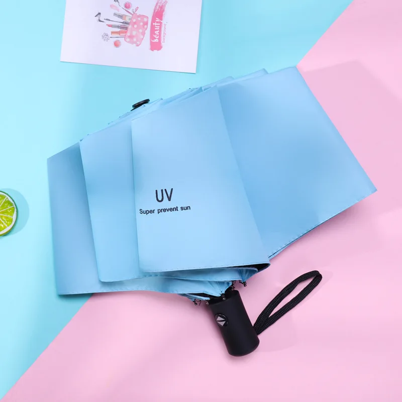 

Umbrella automatic umbrella black plastic color three-fold umbrella women's umbrella men's rain umbrella folding big sun