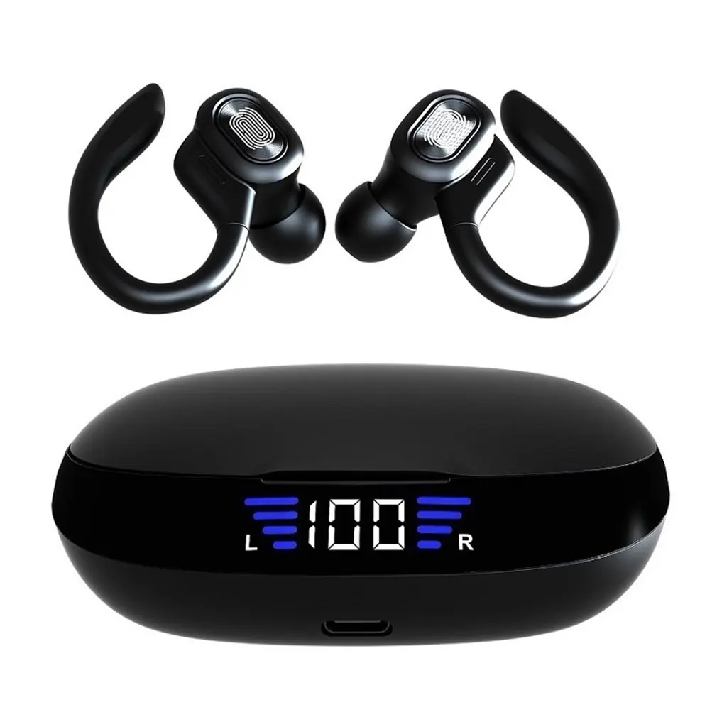 

TWS Bluetooth Earphones With Microphones Sport Ear Hook LED Display Wireless HiFi Stereo Earbuds Waterproof Headsets VV2