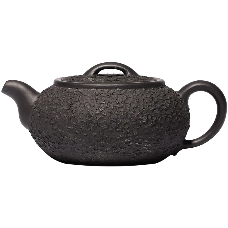 

Yixing purple clay teapot handmade elegant black gold teapot gift shop