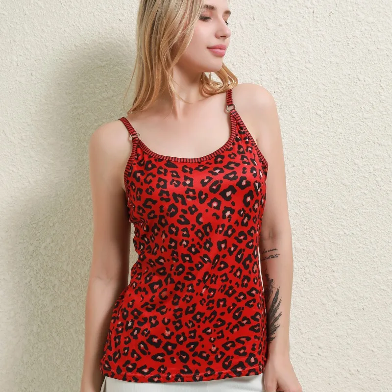

Fashion Women Summer Harajuku Sexy Camisole Camis Loose Sleeveless Striped Cheetah Print Cami Top Tank Top Ladies Vest