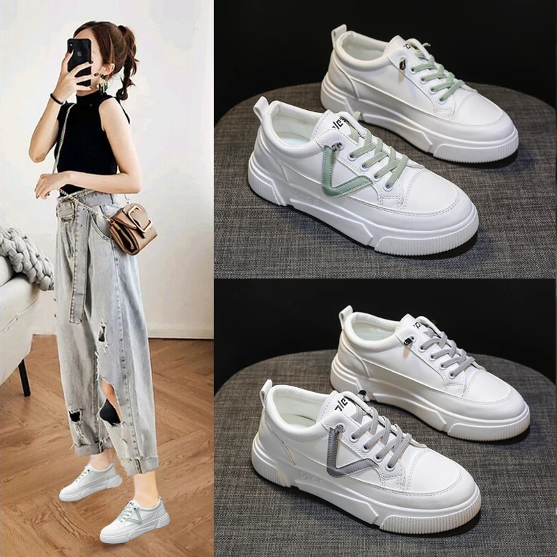 Кроссовки женские на плоской платформе повседневные лоферы шнуровке дышащие без