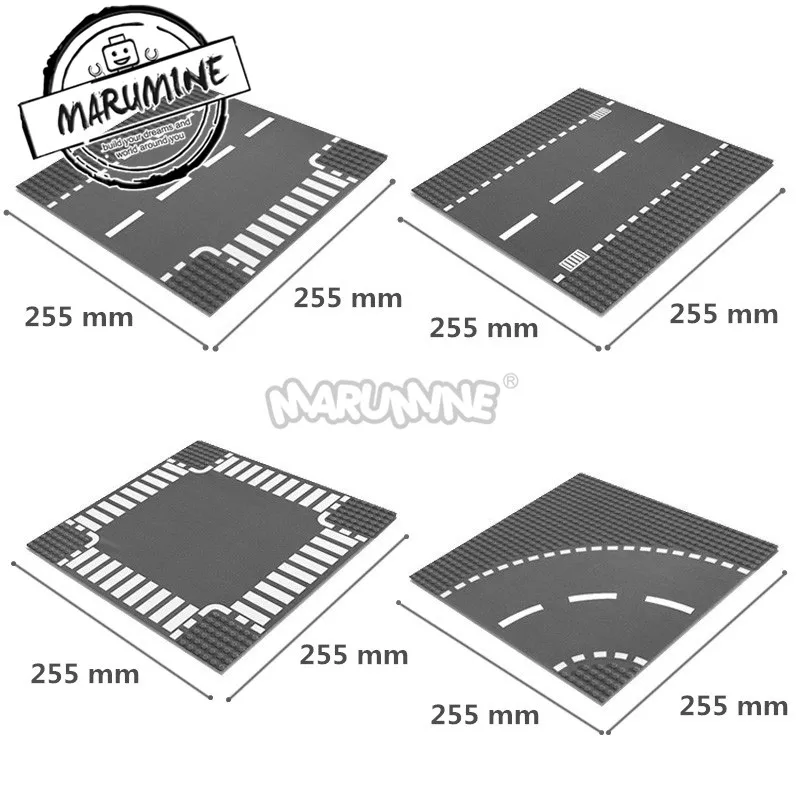 MARUMINE 32x32 точки дорожного движения плиты блоки 2 шт./лот 7280 7281 Классический DIY Кирпичи Базовая пластина города дороги обучающая игрушка