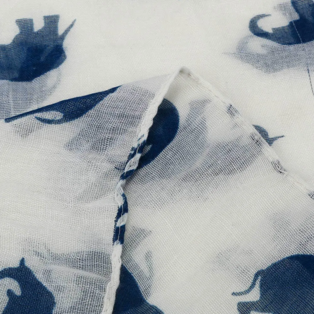 Thin Shawls Floral Print Scarf For Ladies Satin Scarf Lady Womens Long Cute Elephant Print Scarf Wraps Shawl Soft Scarves