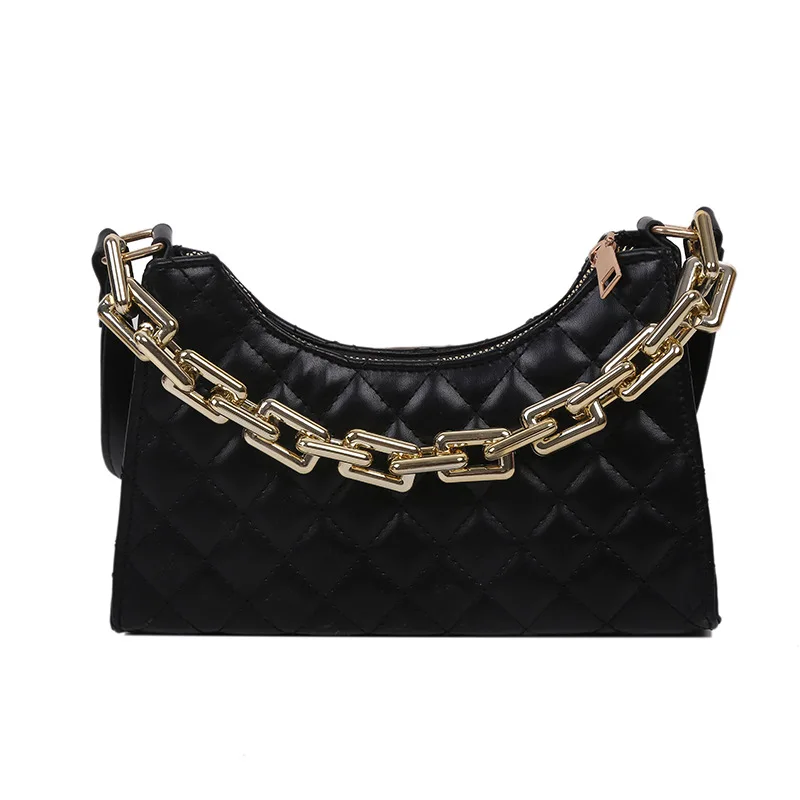 

New Fashion Net Red Bags Foreign Style Lingge Single Shoulder Armpit Bag Leisure Chain Hand-held Club Bag