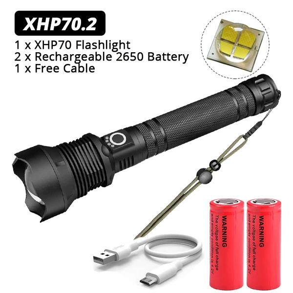 XHP90 самый мощный фонарик XHP50 USB Zoom СВЕТОДИОДНЫЙ Фонарь XHP70.2 тактический фонарь 18650 26650 охотничий Xlamp для самообороны - Испускаемый цвет: Package E