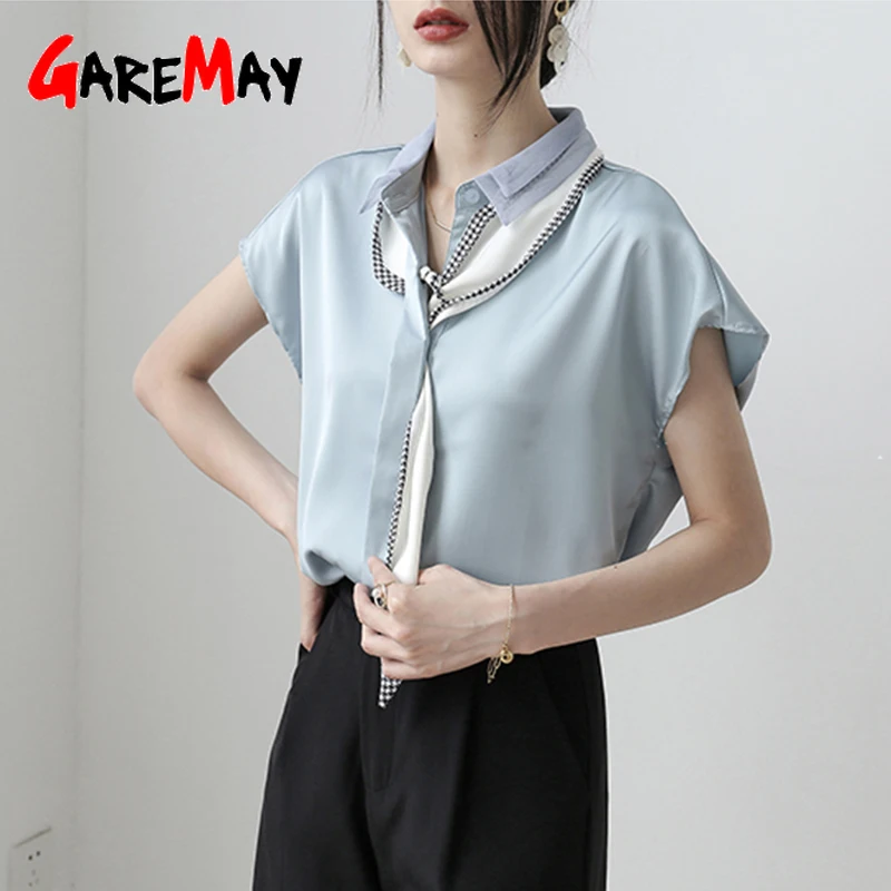 Элегантные белые женские блузки новый летний топ с коротким рукавом шифоновые