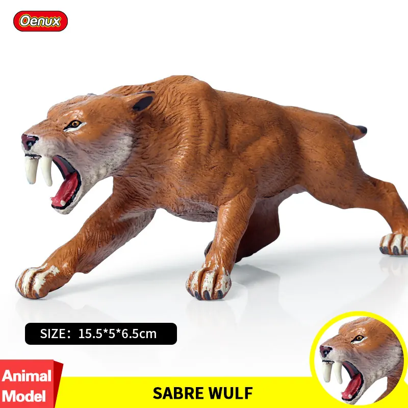 

Oenux Animal Models Toys African Wild Saber-toothed Tiger Simulation Classic Savage Cat Tiger Action Figure Figurines Xmas Gift