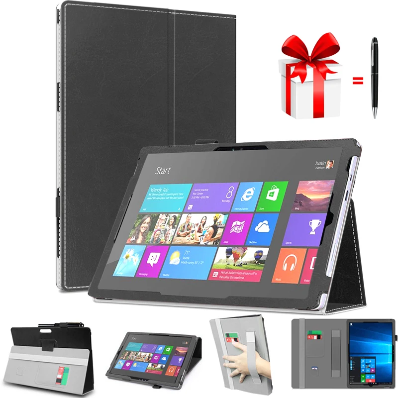 Чехол для microsoft Surface Pro 7 с карманом карт ремешком Funda чехол кожи 6 5 4|Чехлы планшетов