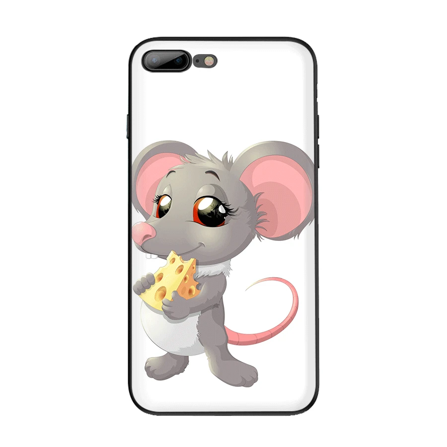 B10 Чехол для мобильного телефона из ТПУ для iPhone 11 Pro XR X XS Max iPhone 7 8 6 6s Plus 5 5S SE, чехол с милой мультяшной мышкой с сыром - Цвет: B10