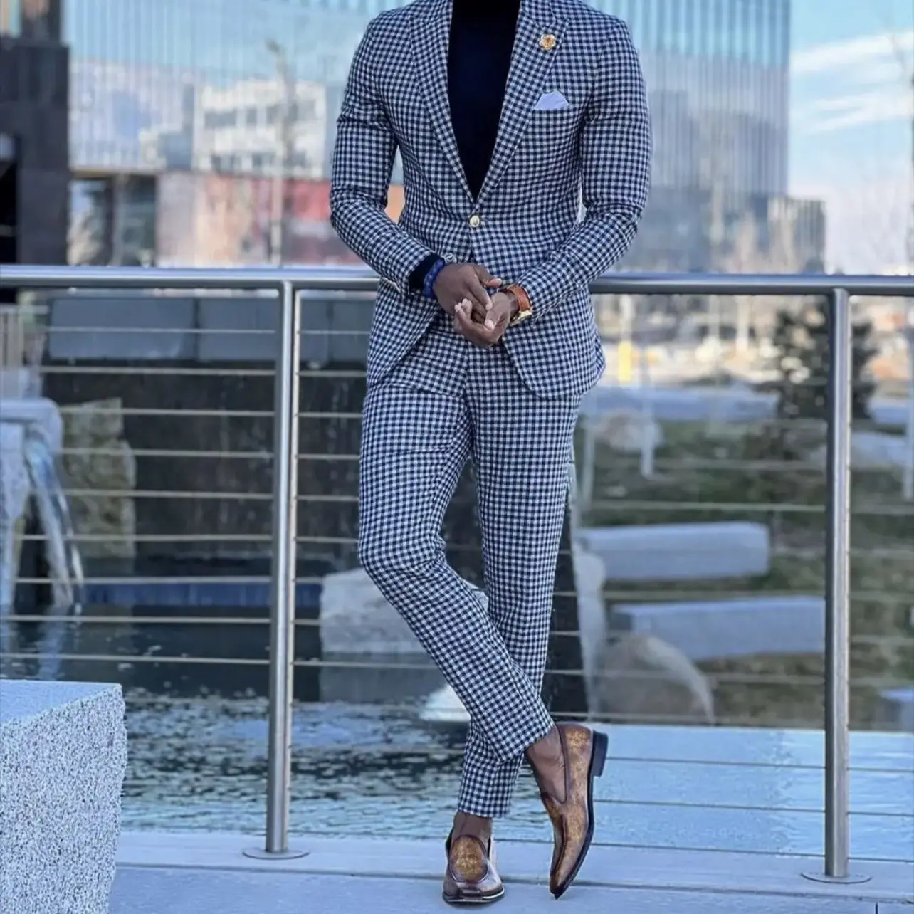 Slim Fit Jacket Daily Casual Men's Clothes/fashion Sets Blazer Pants Suit Supply