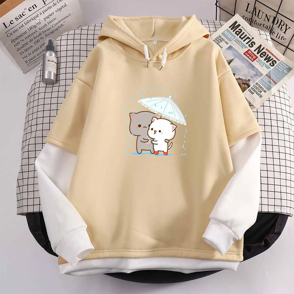 

Kawaii Oversized Warm Hoodies Women Tops Clothes Cat Print Long Sleeve Womens Hoodie Pullover Korean Style Ladies Sweatshirts