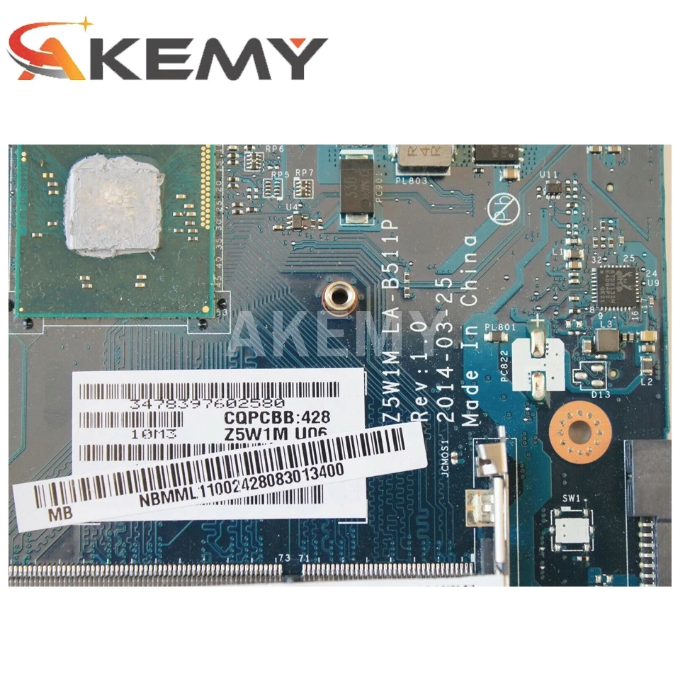 

Laptop motherboard For ACER Aspire ES1-511 Celeron N2830 Mainboard NBMML1100 Z5W1M LA-B511P SR1W4 DDR3