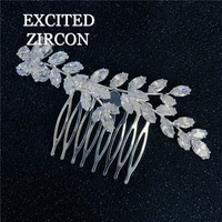 luxury fashion bride elegant wedding hair comb shiny zircon rhinestone lady hairpin bride girl jewelry headdress