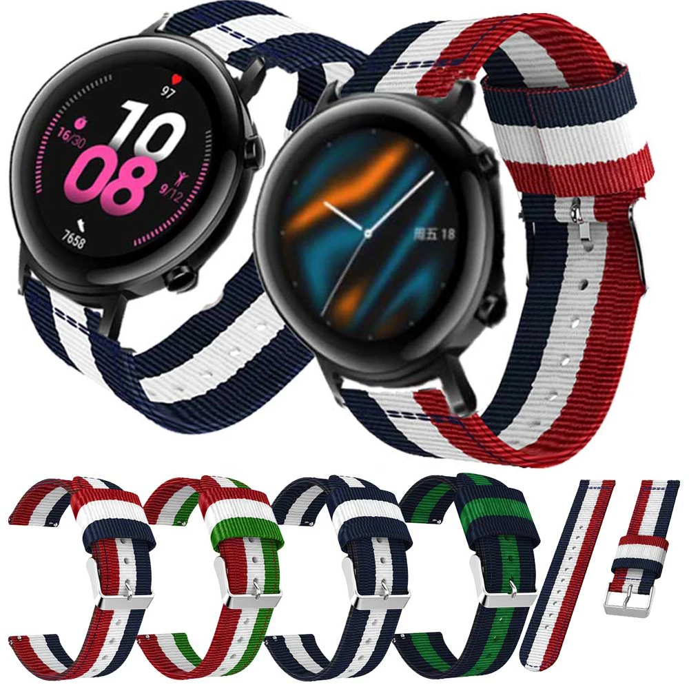 

Нейлоновый ремешок для умных часов Huawei Watch GT 2 42 мм/Honor Magic 2 42 мм, Холщовый сменный ремешок для Amazfit GTS Bip S