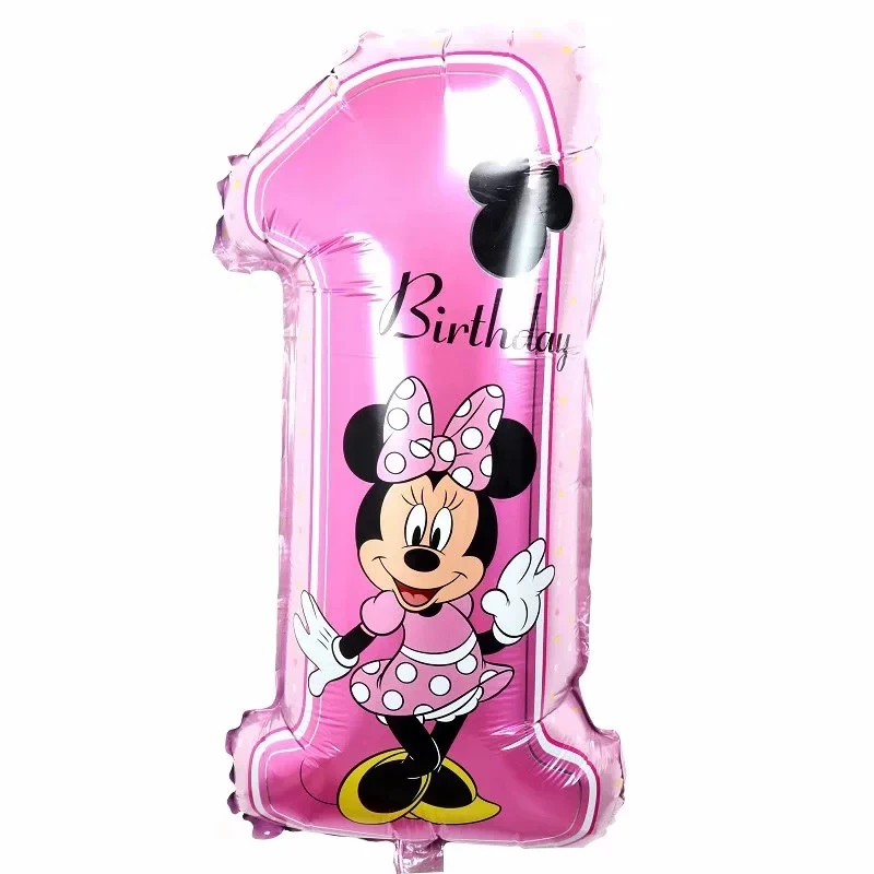 number 1 pink 1pc Микки воздушный шар из фольги Минни набор 1-й День рождения принадлежности для детского душа декоративный воздушный шар номер 1 globos сердце детские игрушки Воздушные шары - Цвет: number 1 pink 1pc