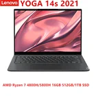 Ноутбук lenovo YOGA 14s 2021 Ryzen 7 4800H5800H 16 ГБ 512 ГБ SSD 14 дюймов 2,8 K 90 Гц IPS полноэкранный ноутбук ультрабук