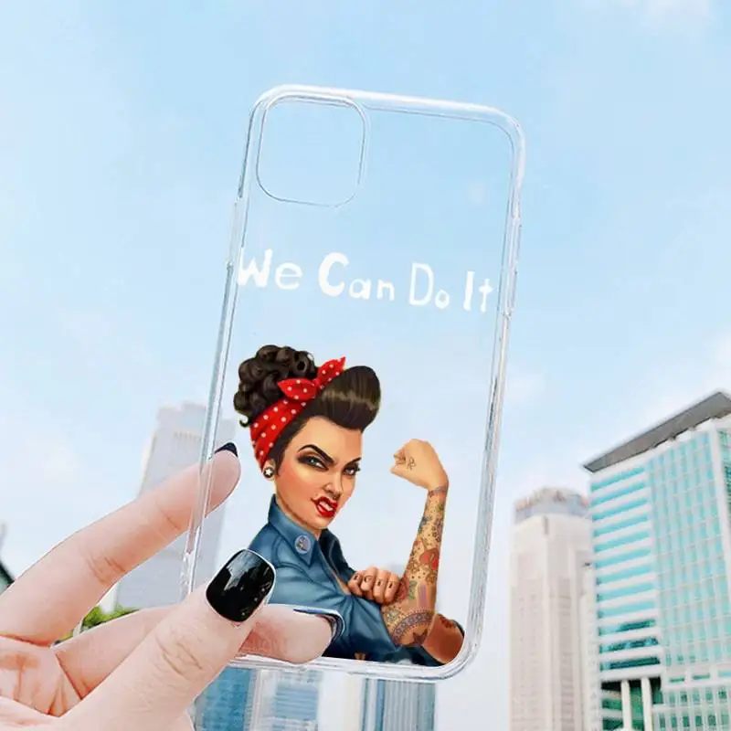 

We Can Do It Women Power Phone Case Transparent Case For Iphone 6 6s 7 8 Plus XR X XS XSmax 11 12 13 Pro Mini Max