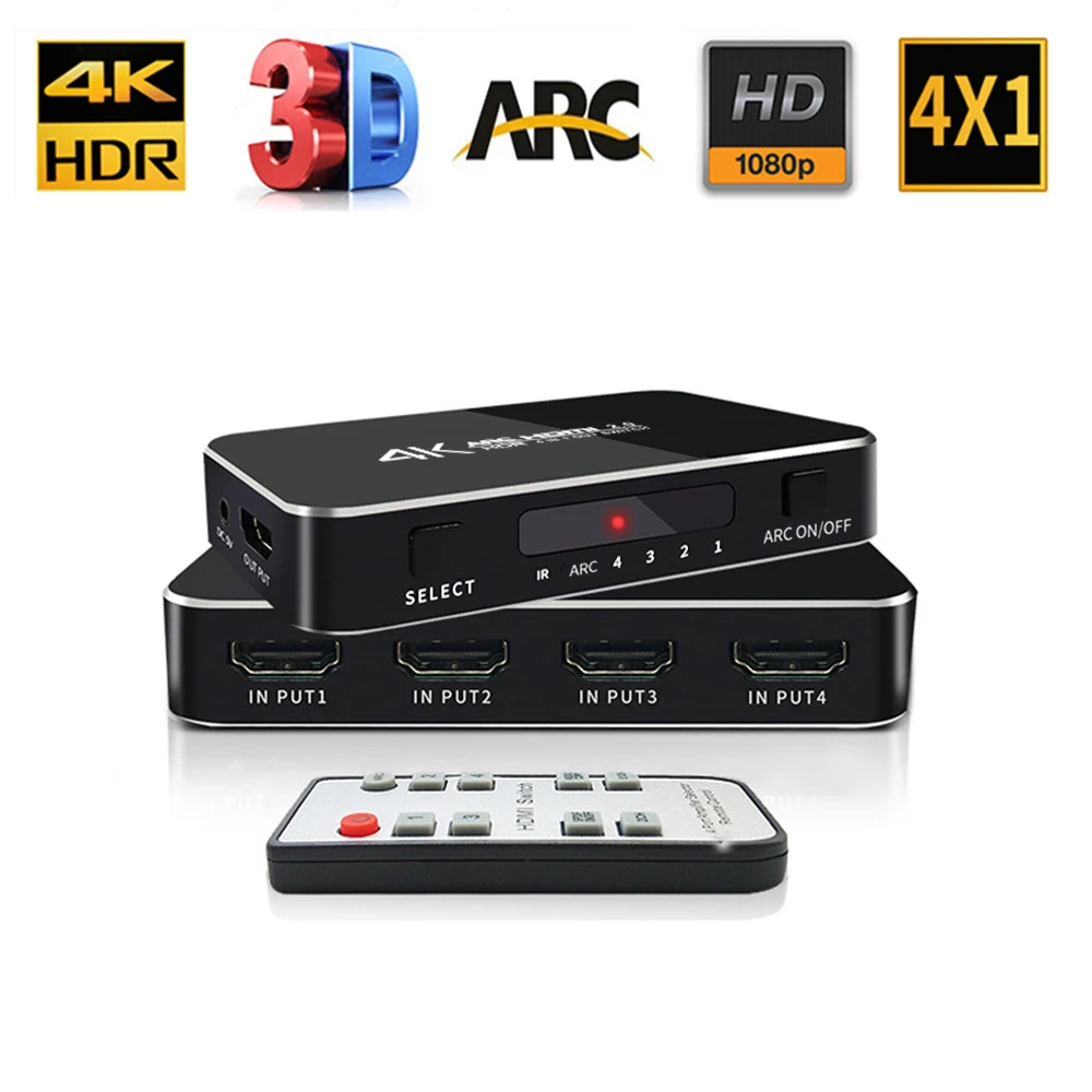 4K HDMI сплиттер HDCP 60 Гц 4X1 адаптер коммутатор с аудио экстрактором 3 5 Jack оптический
