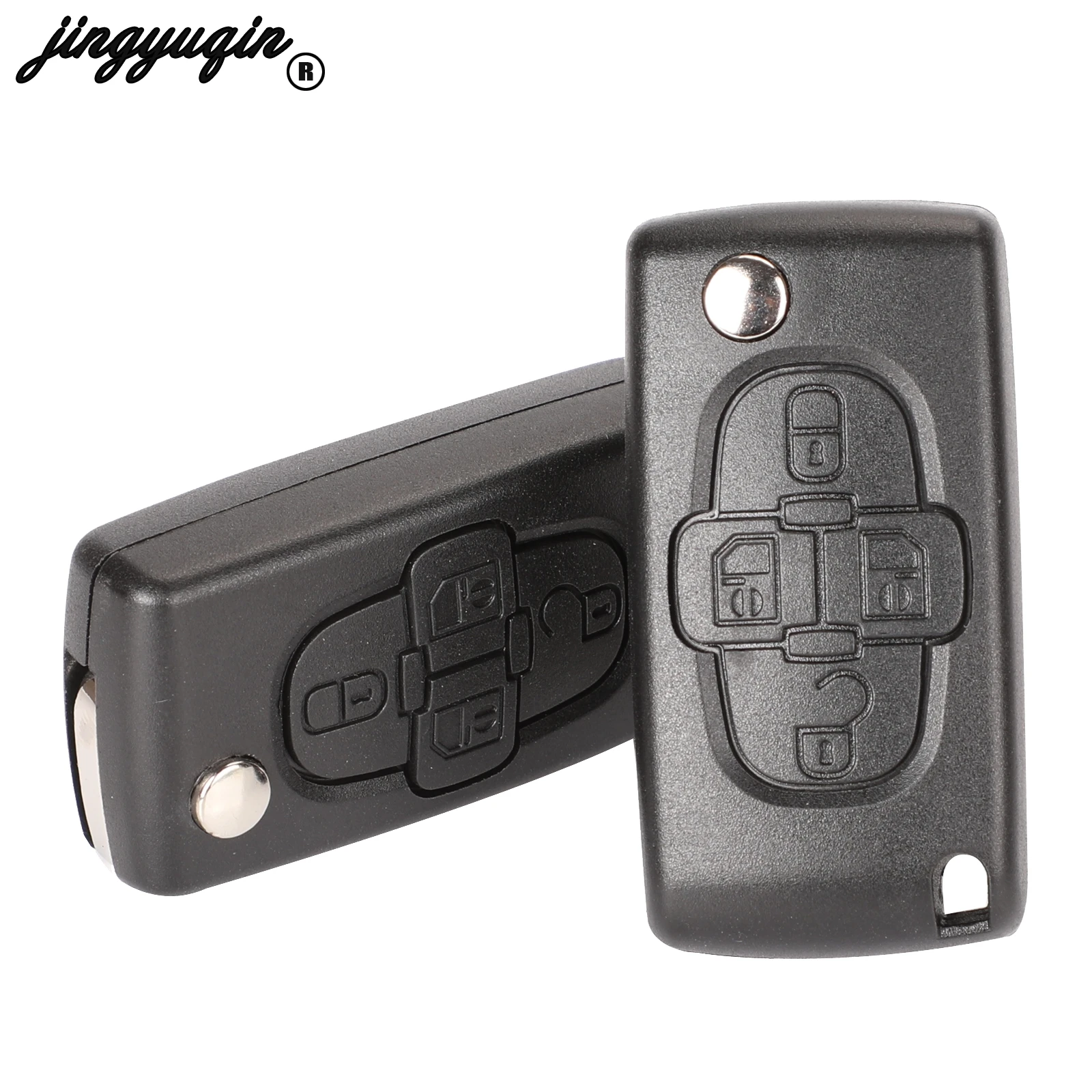 jingyuqin 4 Button VA2/HU83 Flip Folding Remote Fob Key Shell Case For Citroen C8 Peugeot 1007 Replacement Cover Blank | Автомобили и