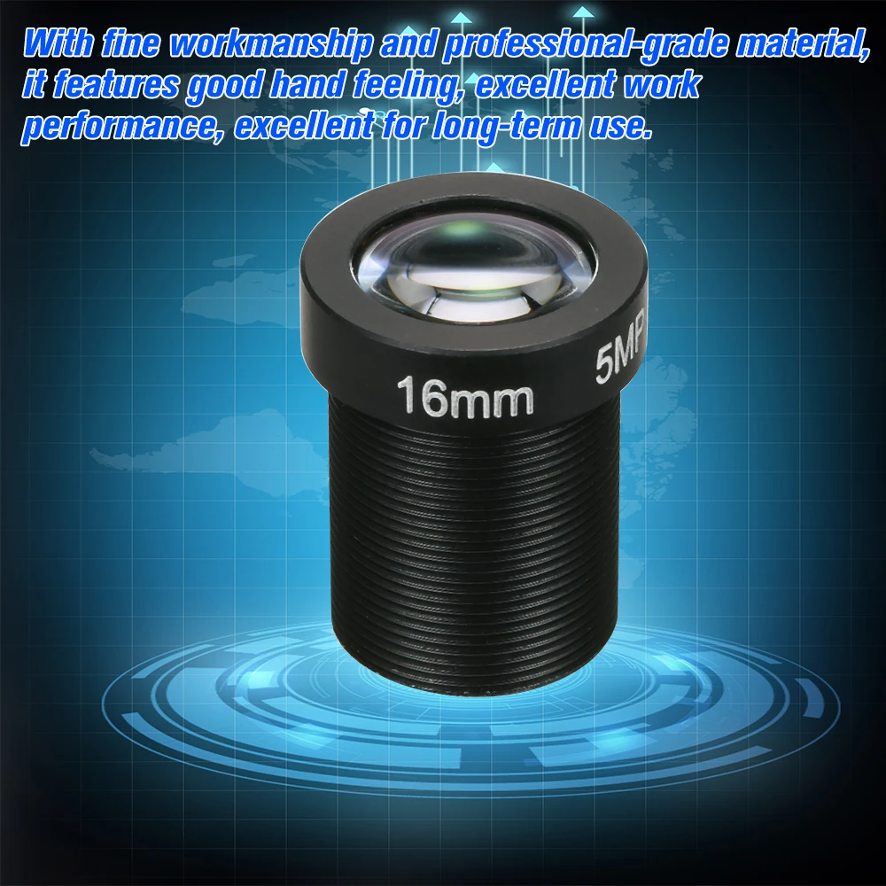 

HD 5.0Megapixel 5MP 16mm M12 CCTV Board Lens IP Camera Lens F2.0 Fixed Iris M12*P0.5 1/2" Image Format 96 Degrees Viewing Angle
