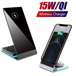 15W 2 in 1 Qi Wireless Charger Dock For IPhone 13 12 11 XS XR X 8 Airpods 3 Pro Dual Fast Charging Stand Pad for Samsung S21 S20
