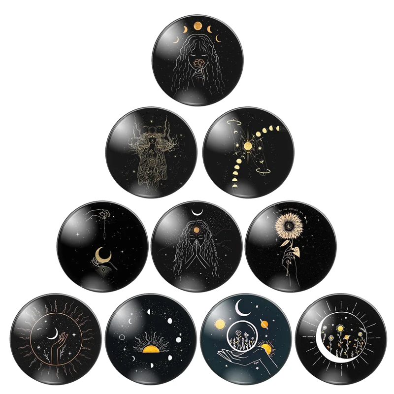 Красота ночное небо Звезда Луна цветы наилучшие пожелания 18 мм/20 мм/25 мм круглая