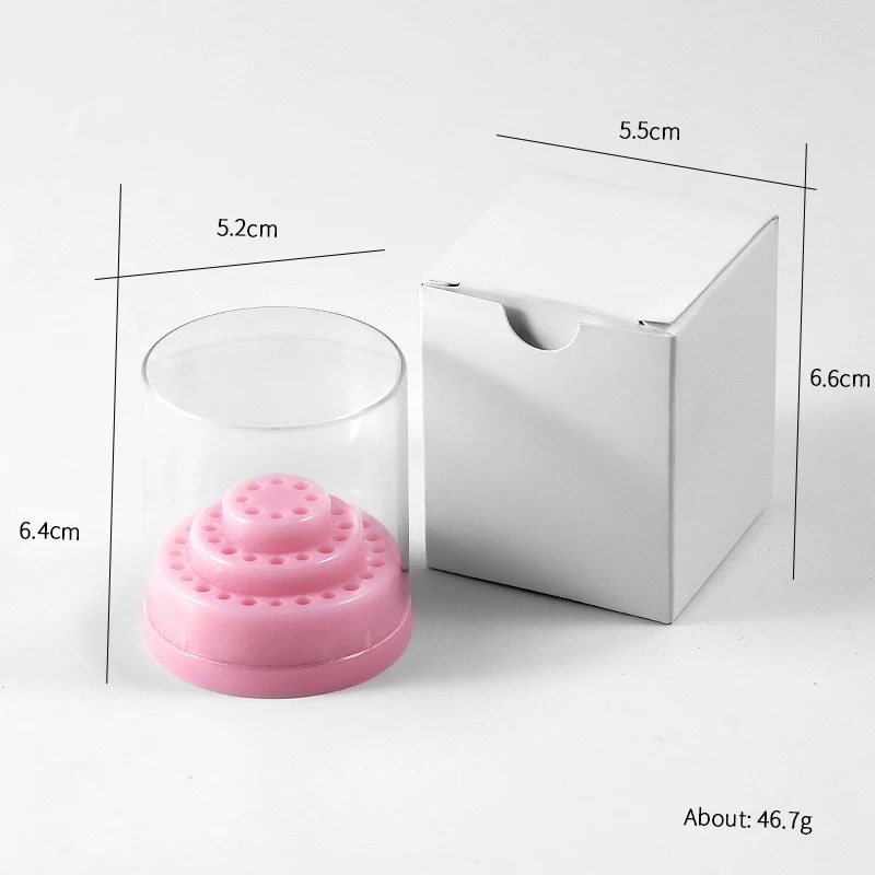 

48 Holes Nail Art Drill Bits Empty Plastic Storage Box Holder Stand Display Container Manicure Accessories Acrylic Cover Tools