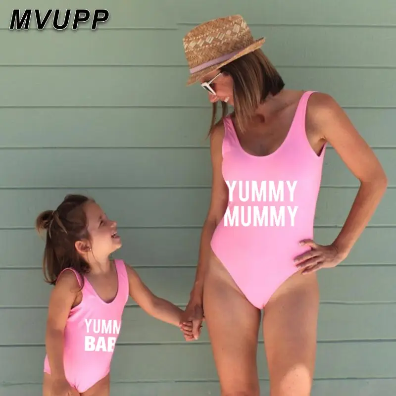 Семейный комплект бикини для мамы и дочки купальные костюмы Мама я одежда