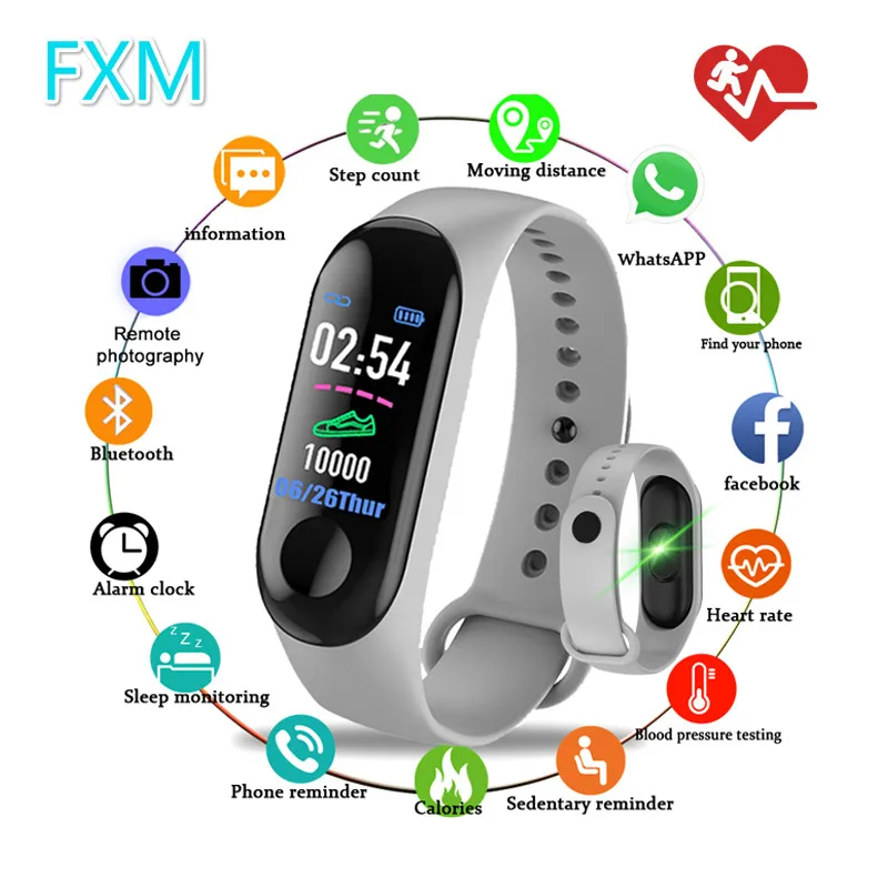 M3 Sprrt непрерывный пульсометр смарт браслет с сенсорным экраном фитнес трекер