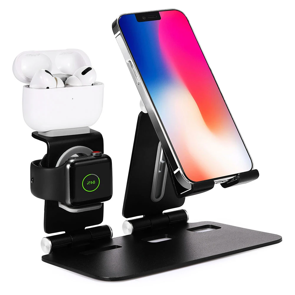 Настольная зарядная док станция 3 в 1 для AirPods 1/2 Pro Apple Watch подставка iPhone 12 11 XS Max iPad