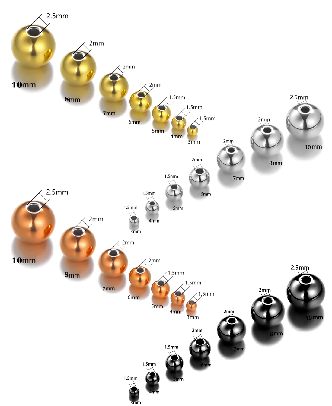Бусины разделители из нержавеющей стали серебристого цвета 100 шт. 3 10 мм для