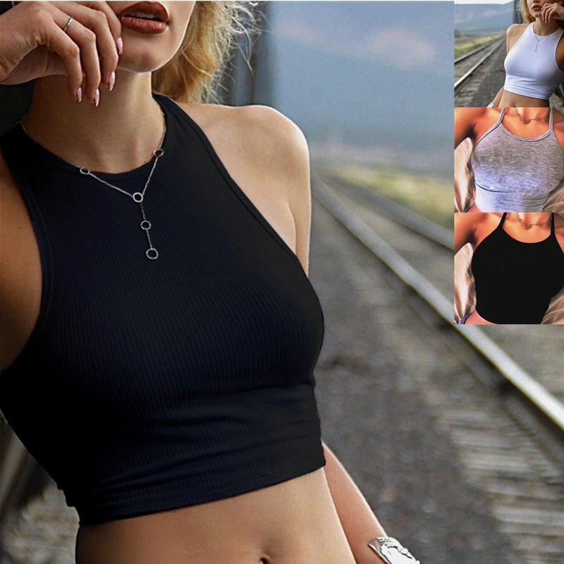 Ребристые топы сексуальный кроп жилет однотонные стиль Харадзюку корейские