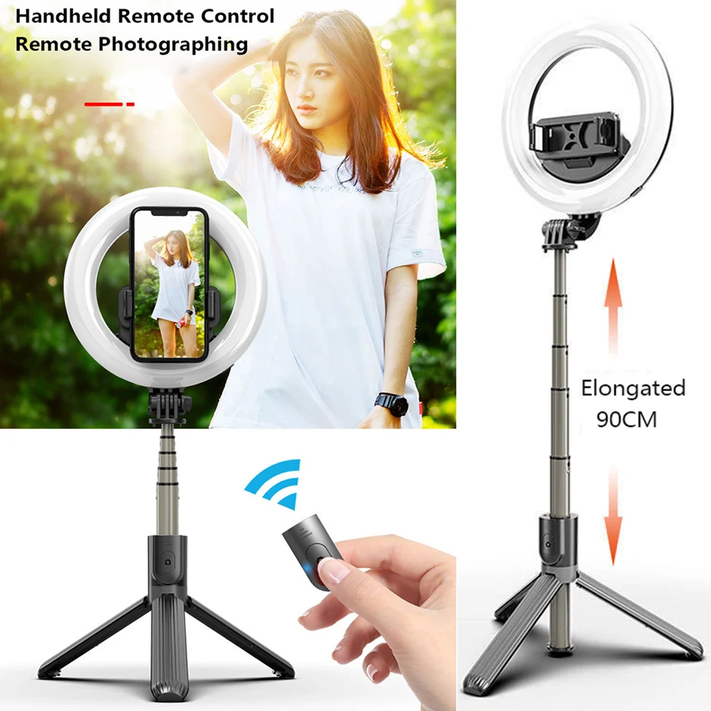 

LED Ring Fill Light Dimmable Night Lamp Tripod Stand Selfie Stick Phone Holder