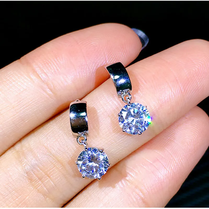 

925 Sterling Silver Jewelry Diamonds Wedding Earrings for Women Girls 2020 Christmas Gift Banquet Wedding Earrings for Women