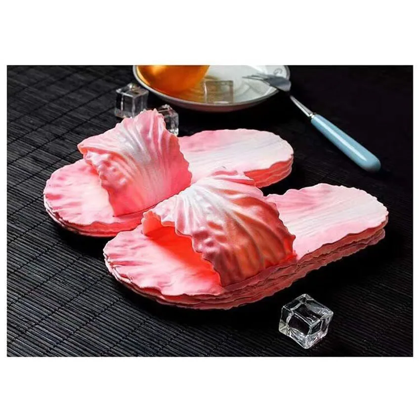 Pink slippers Новинка; забавные летние женские шлепанцы; обувь для костюмированной вечеринки; обувь на плоской подошве - Цвет: Pink slippers