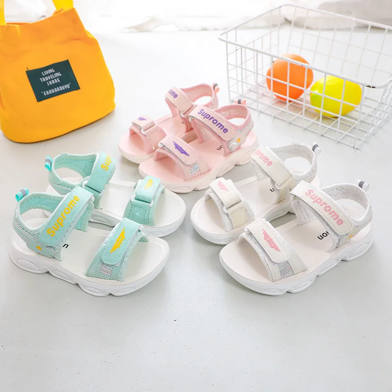 

Summer 2021 Girls Sandals New Fashion Children Shoes Toddler Kids Boys Genuine Leather Closed Toes Size 26-37