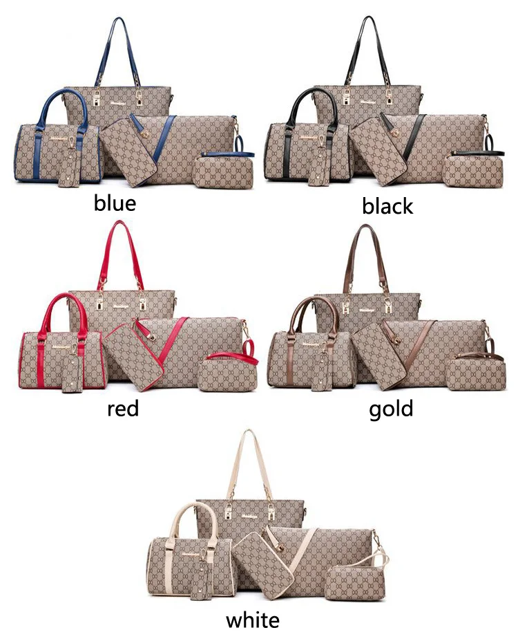 Autumn New Fashion Women's Bag 6 Piece Set Plaid Bag Lady Slung Hand Bag Shoulder Messenger Composite Bag