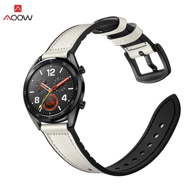 Ремешок из натуральной кожи для huawei Watch GT 46 мм Honor Magic Watch ремешок браслет камуфляжная черная Пряжка для samsung gear S3