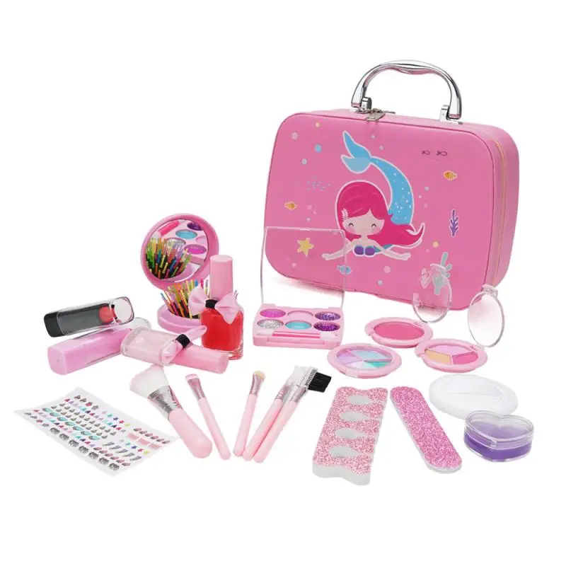 Kid's Makeup Toy Set, Washable Cosmetic Beauty Set With Cosmetic Bag For Little Girls Princess Children's Make-up Tools