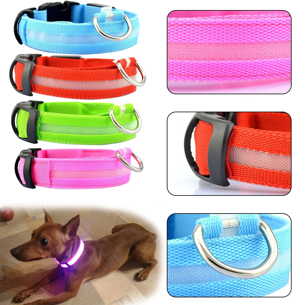 Светодиодный ошейник для собак светящийся ночью с защитой от потери