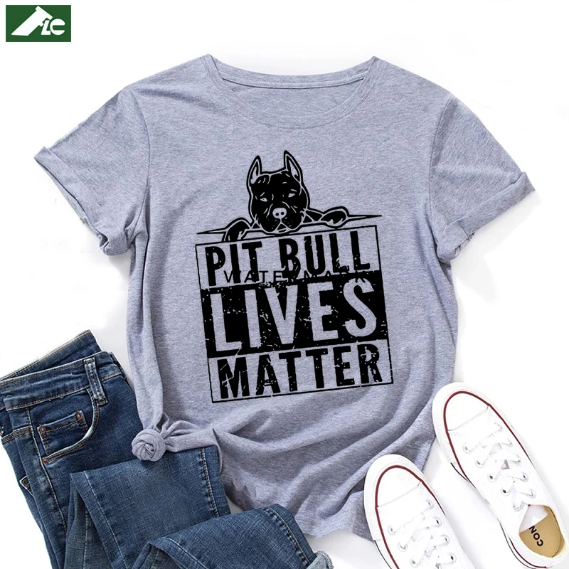 

Забавная футболка PitBull Lives Matter, женская одежда, хлопковые футболки с рисунком собаки, Kawaii, блузки с короткими рукавами, унисекс, топы Harajuku