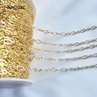 Поделки ювелирных изделий цепочка катушка оптом, покрытые 18K Настоящее золото металлические цепи для браслетов для изготовления украшений вручную ожерелья