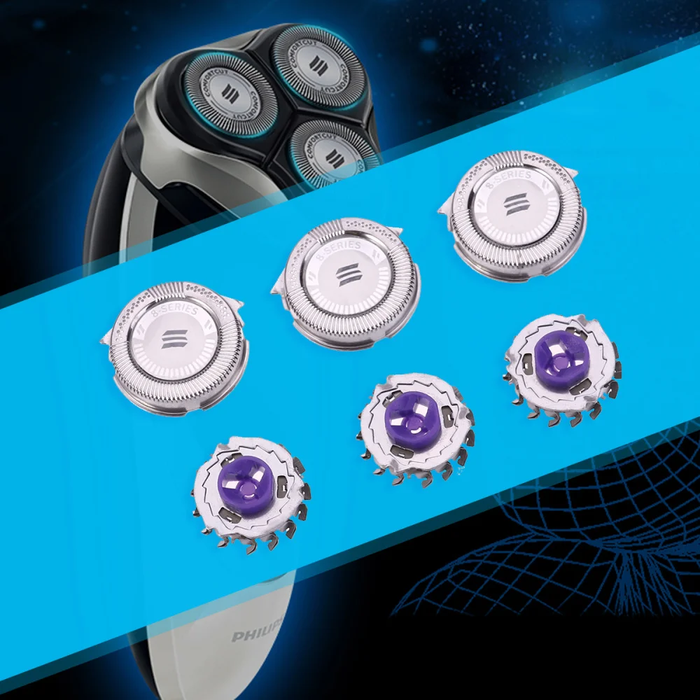 

3pcs Replacement Heads for Norelco HQ8 / HQ8894 / HQ7160 Shavers (Silver)